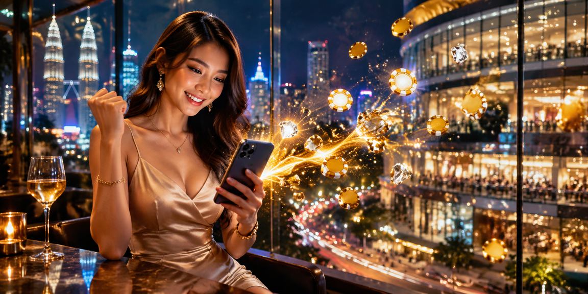 Pengguna bermain roulette melalui telefon pintar di Petaling Jaya